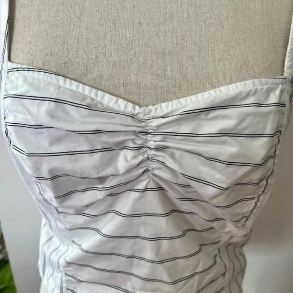 FREE PEOPLE M Striped Fitted Puff Sleeve Top - Picture 4 of 4
